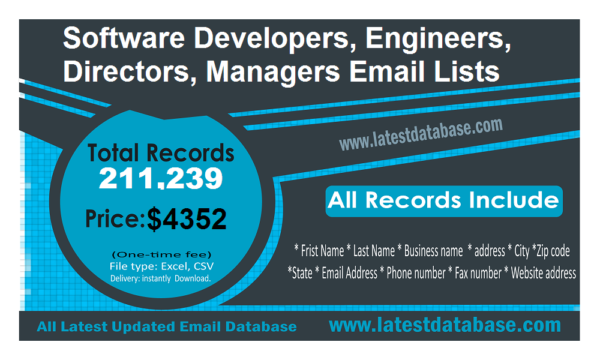 Software Developers, Engineers, Directors, Managers Email Campaign Datas